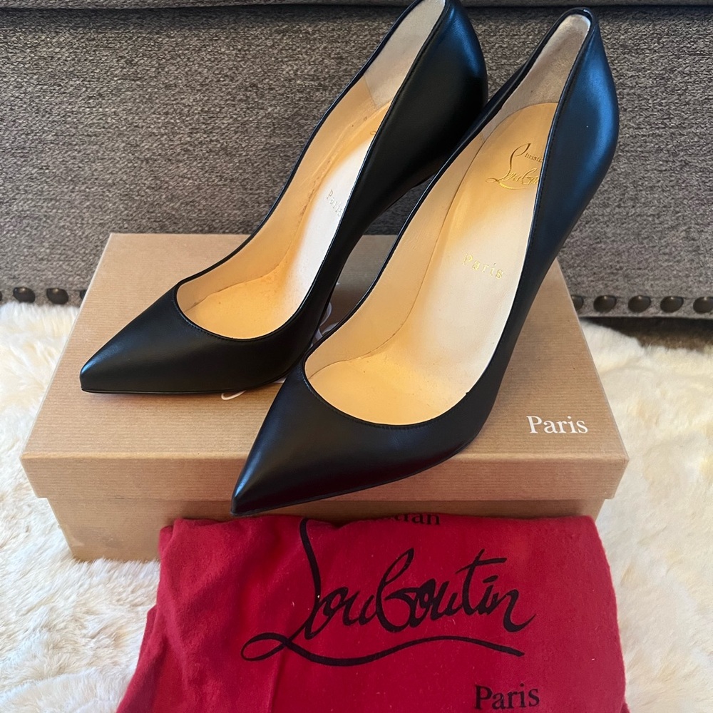 New Christian Louboutin Pigalle Nappa Leather Black Pumps 100mm Size EU 39 - Picture 4 of 8